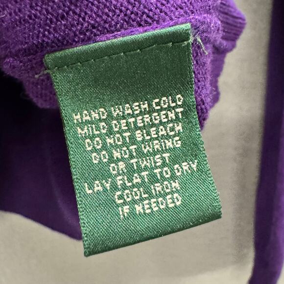 Lauren Ralph Lauren Sweater Womens Medium Purple Silk Cashmere V-Neck Pullover - Picture 4 of 5